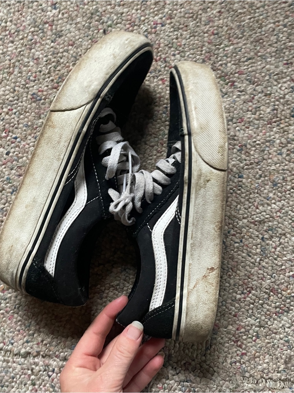 Vans Black and White Old Skool Low-Top Skate Sneakers - Picture 5 of 6